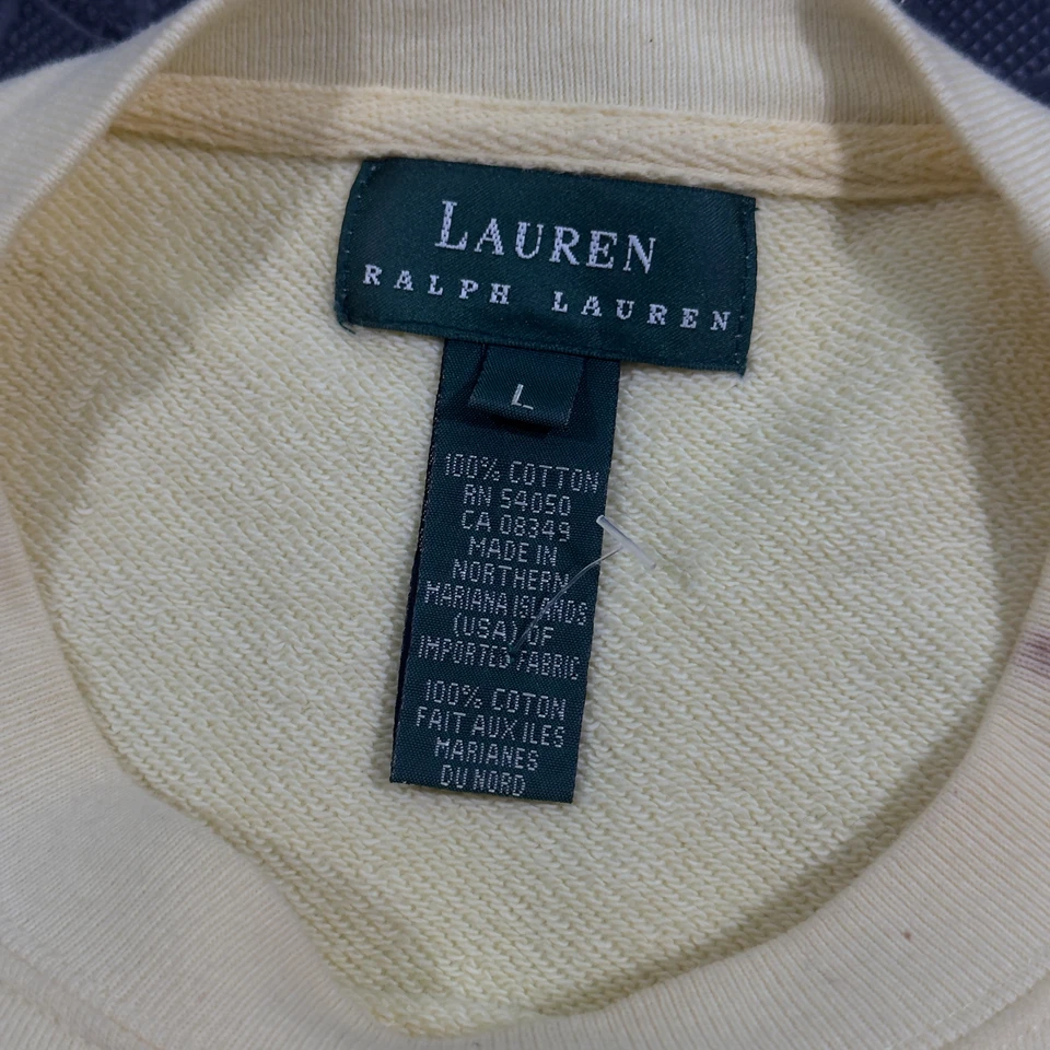 Sudadera para mujer Lauren Ralph Lauren Lg amarilla logotipo ancla 100 % algodón térmica Foto 4 de 4
