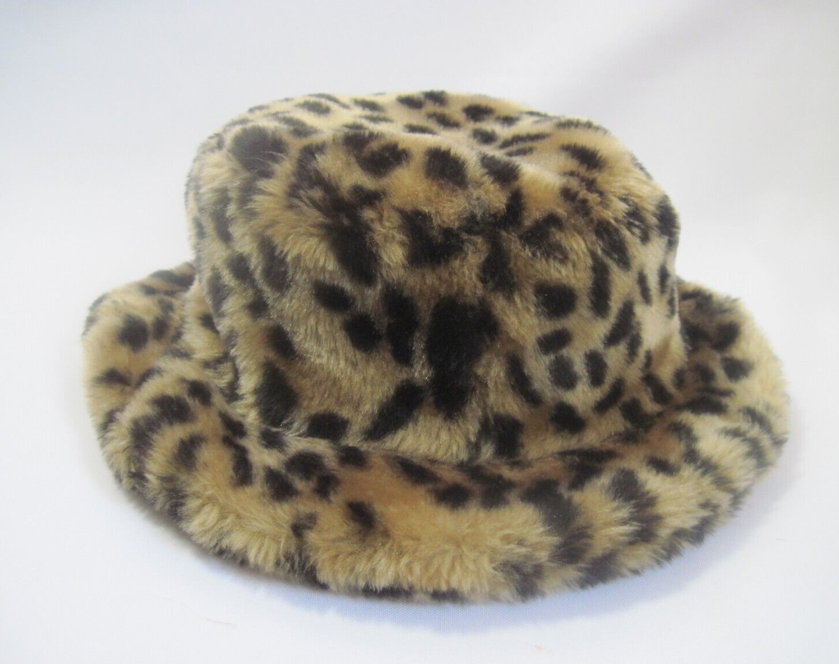 Women's Leopard Faux Fur Hat Round Winter Hat S/M | eBay