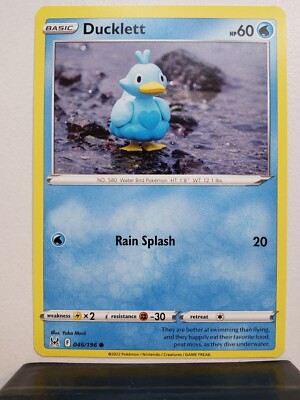 pokemon card ducklett Ducklett 046/196 NM / M - Yuka Morii Clay Art - Lost Origin Pokemon Card