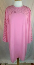 J Crew Sz 2 Spring Essential Laser Cut Eyelet Crepe Shift Dress Bubble Gum Pink 