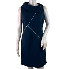 Michael Kors Women's Black Stretch MOTO Lined Sleeveless Sheath Dress Size 4