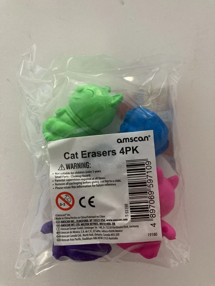 CAJA DE 24 GOMAS DE BORRAR / GOMAS PARA GATOS, NOVEDAD, PAPELERÍA, RELLENOS DE BOLSAS DE FIESTA PARA NIÑOS Foto 4 de 4