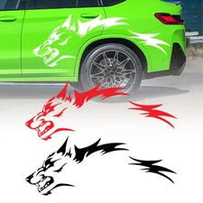 2PCS Car Body Stickers Wolf Graphics Side Strip Decals Vinyl Self-Adhesive Decal