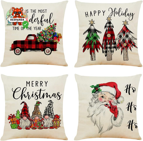 Fodere per Cuscini 45X45 Cm Set Da 4 Fodere Cuscini Alberi Colorati Quadrati Cop - Foto 9 di 12