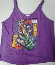 Vintage 1988 Jazz and Heritage Festival Tank Top Purple XL New Orleans VTG