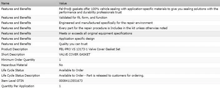 Valve Cover Gasket Set Fel-Pro For 1969-1970 CHECKER DELUXE L6-4.1L - Imagem 2 de 4
