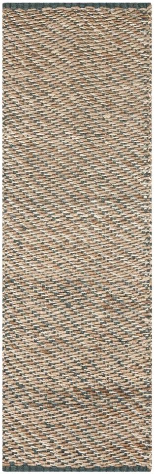 Safavieh Natural Fiber Jute Natural / Blue Runner 2' 6" x 10' - Image 3 of 3
