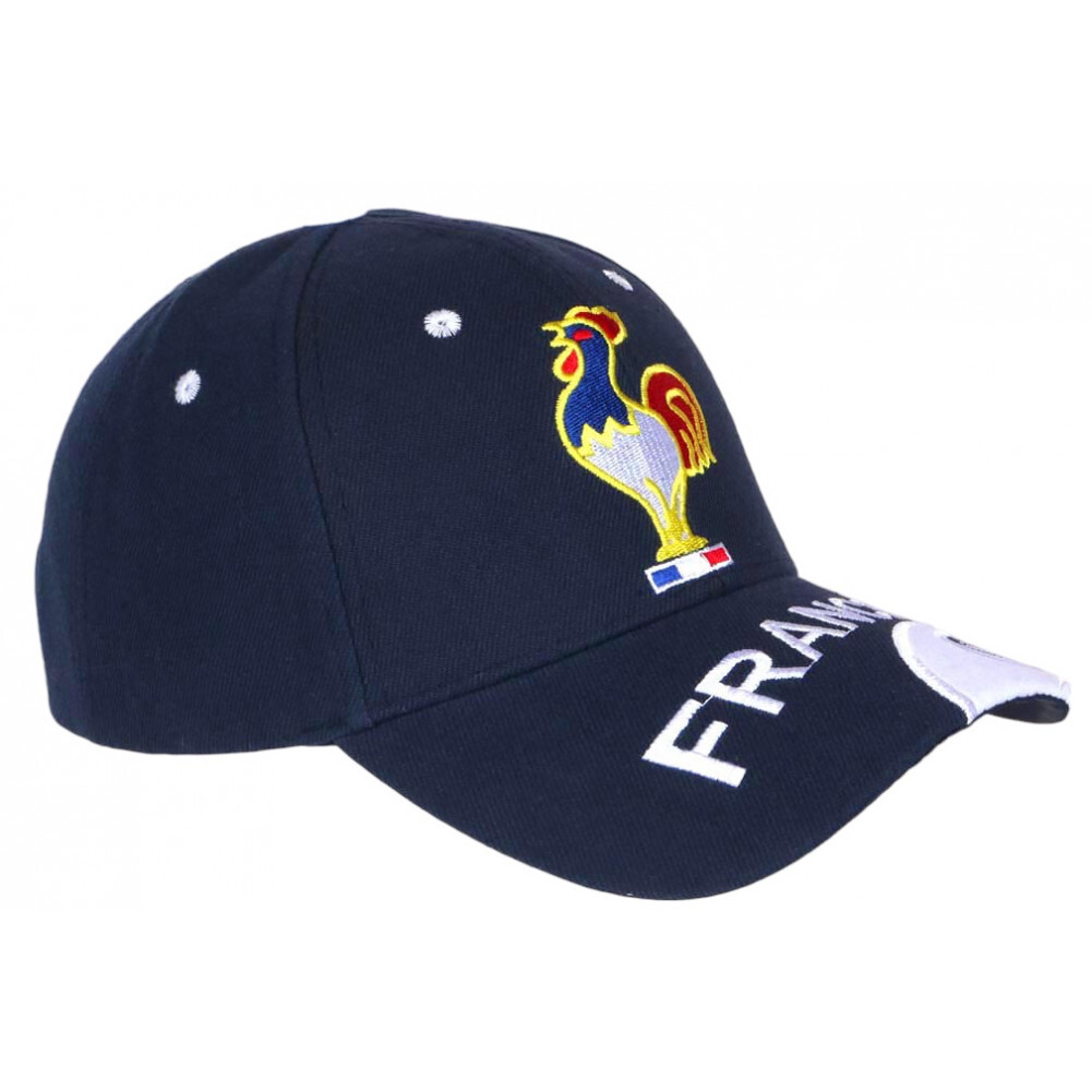 Casquette France Foot Drapeau Tricolore et Coq-Taille unique
