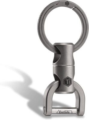 KeyUnity KM13 Swivel Keychain D Ring Key Shackle,Titanium Rotatable Organizer