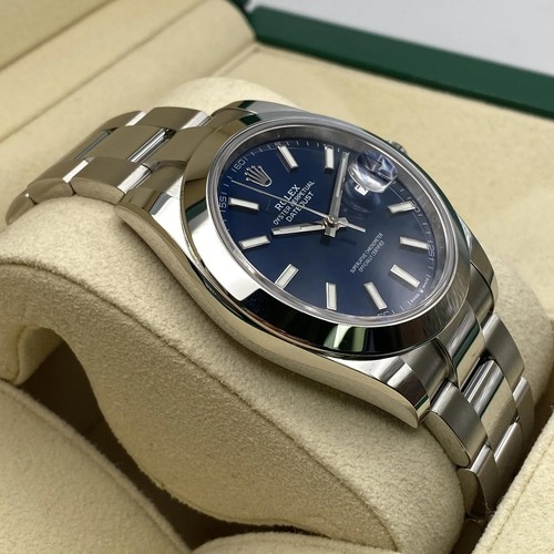 Montre automatique pour homme Rolex Datejust 41 126300 acier cadran bleu bâton B&P 2024 - Photo 5 sur 7