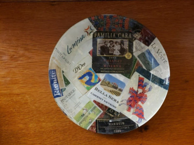 Unique Handcrafted Decoupage Wine Motif Decorative Plate 10''