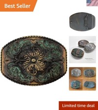 Western Floral Eagle Belt Buckle - Exquisite Engraved Design Fits 1-1/2" Straps