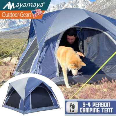 3-4 Person Camping Tent Waterproof Double Layer Sun Shelter for