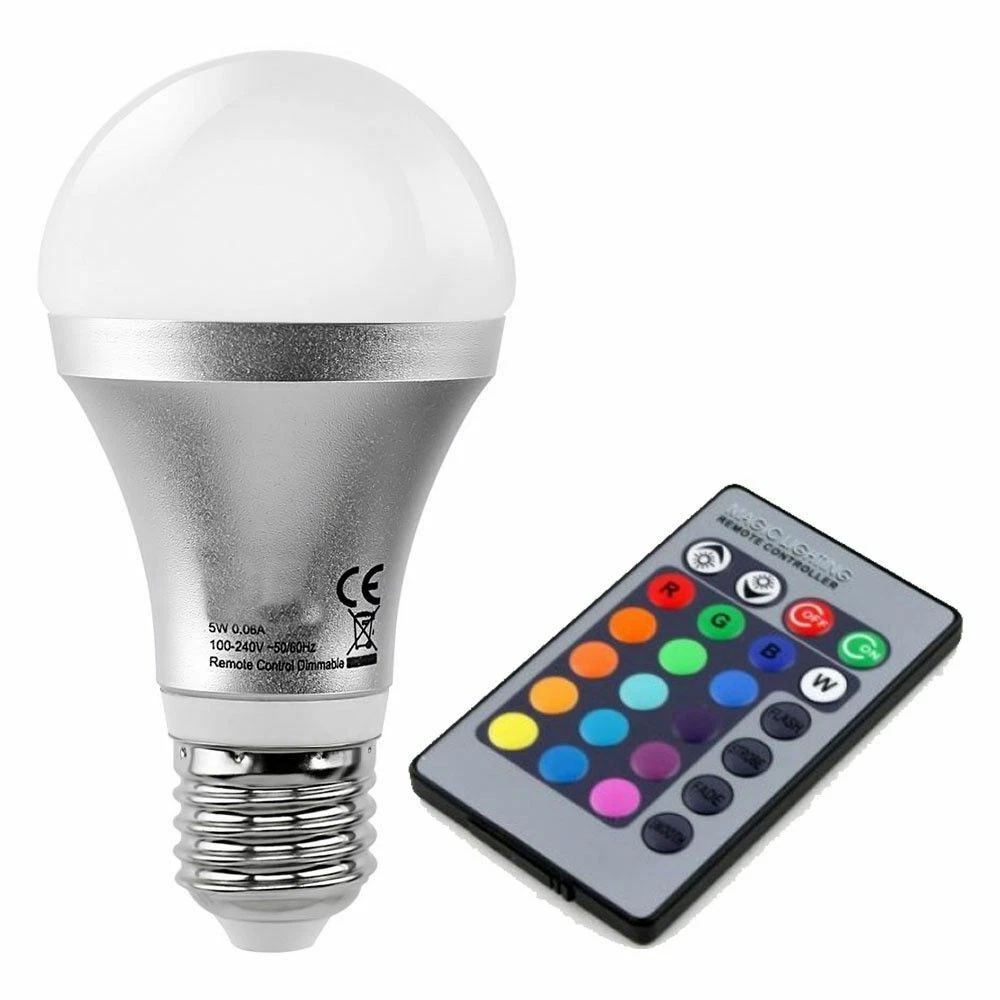 E27 B22 RGB 5W Color Cambio Regulable Bombilla LED Lámpara + Libre Control