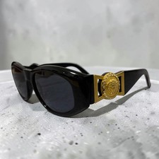 Vintage Gianni Versace Medusa Sunglasses Black Gold Y2K Archive Italy Rare