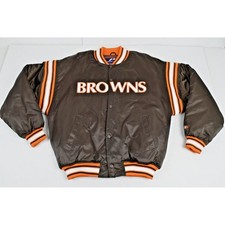 Vintage NFL Jacket Pro Player Size L 90s Cleveland Browns Satin Snap Up Lined
