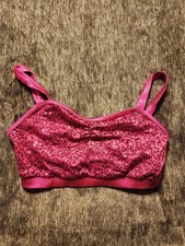 Girl's / Women's Hot Pink Sequin Bralette Dance Costume, Adult Small