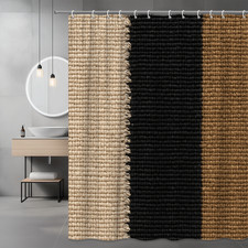 Black and Beige Striped Shower Curtain - Durable Fabric for Modern Bathrooms