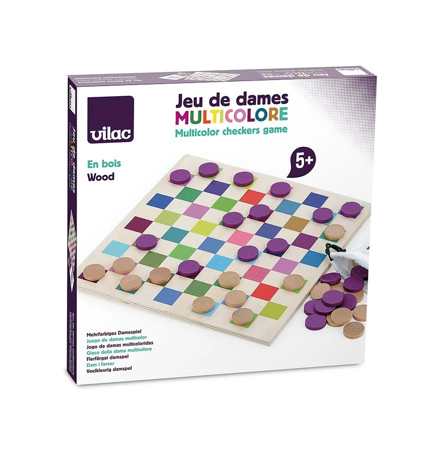 Jeu de dames en bois multicolore - Vilac 6116 - Photo 4/4