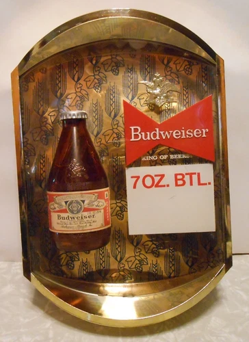 Vintage Budweiser Beer 7 oz Bpttle Bar Advertising 3D Sign.NR!