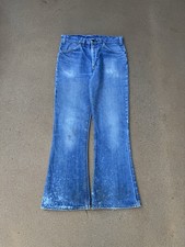 Vintage 70  s Levi  s 646 Orange Tab Bellbottom Flare Distressed Jeans Size 30x28