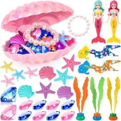 Pool Diving Toys 31Pcs with Storage Bag & Shell Treasure Chest - Summer Fun