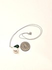 Sterling Silver Shell Southsea Pearl and Malachite Dangle Pendant Chain 18" — photo 8