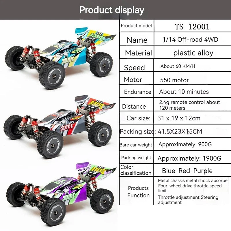 1:14 TS12001 RC 4WD Off-Road Buggy 2.4GHz Racing RTR - Image 4 of 4