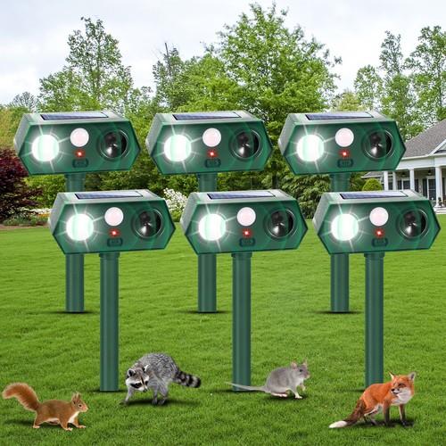4/6Pack Solar Ultrasonic Animal Repellent Dog Skunk Deer Raccoon For Garden - Picture 20 of 20