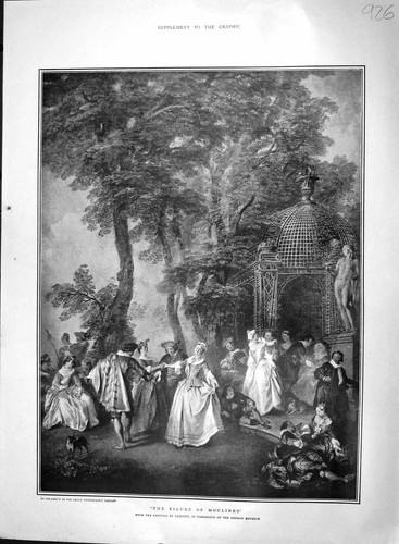 Old Antique Print 1903 Figure Moulinet Ladies Men Dancing Romance Lancret 20th