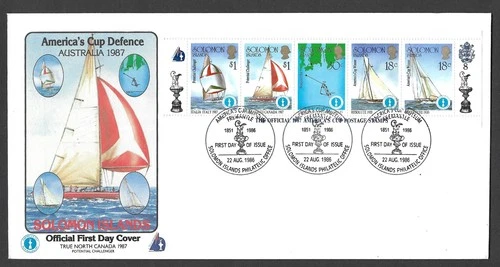 America's Cup Defence Australia 1987 FDC 1986 Solomon Islands Stamps Cover #8