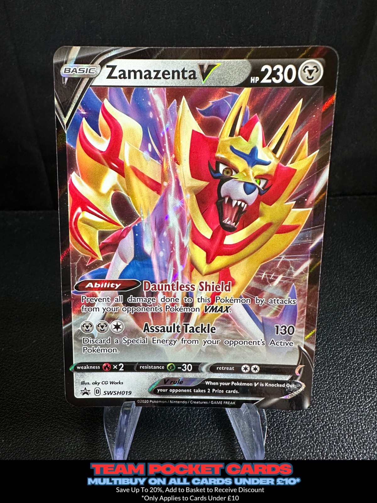 Zamazenta V SWSH019, Black Star Promo, Pokemon, NM