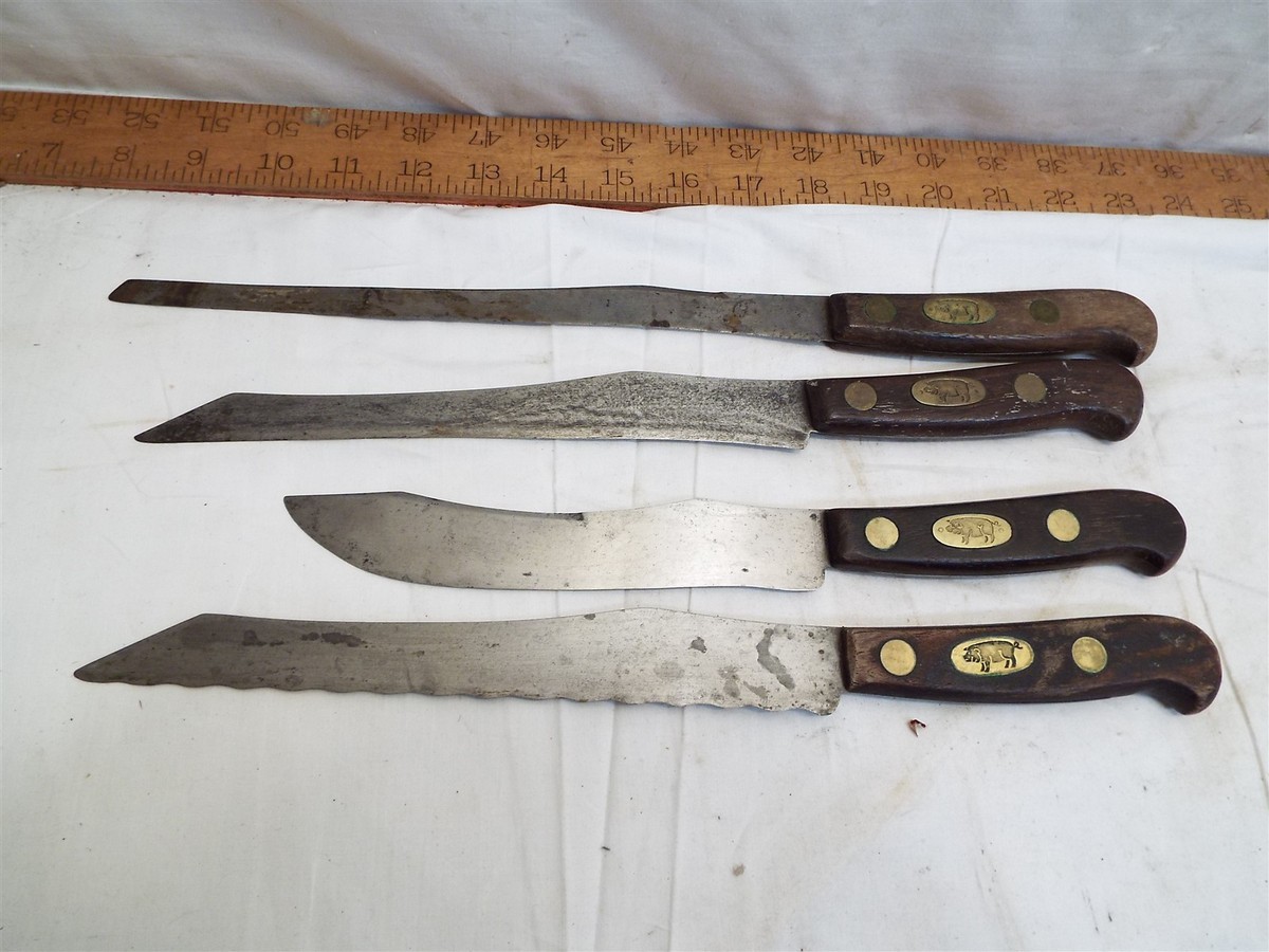 Set 4 1930s Vintage 9Blade Robeson Red Pig Thin Carbon Steel