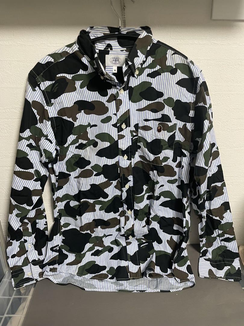 Bape Camo Striped Tee Shirt in Medium Size 740402