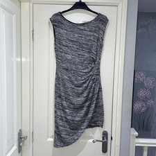 Boohoo Grey Marl Stretchy Comfy Ruched Sleeveless Mini Dress Size 10