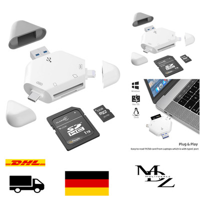 3-in-1 Kartenleser | SD/MicroSD-Adapter | Plug&Play