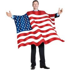 DomeStar USA American Flag Cape Cloak Costume, 4th of July Wearable with Slee...