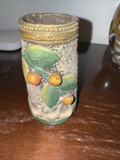 Vintage Antique Paper Mache Vase Match Holder Cranes lemon  Tree