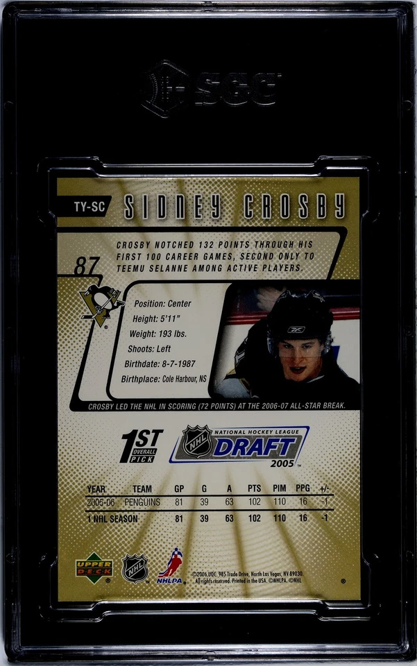 Sidney Crosby 2007 UD Be A Player TY-SC Draft Redemption  (RC) - Image 2 of 2