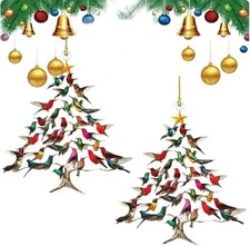 Colorful Hummingbird Christmas Tree Ornament 2025 Holiday Home Decor 2pcs