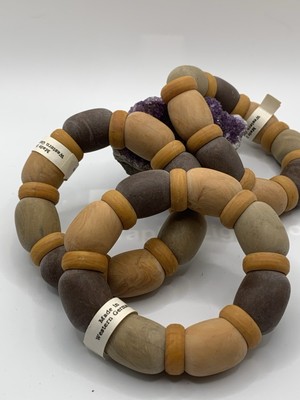 3 Unusual Chunky ''Carved Wood Look''  Bracelets Made in West Germany Comfortable