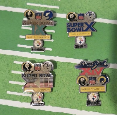 Lot of 4 Vintage Pittsburgh Steelers Super Bowl NFL Football Lapel Hat Pins