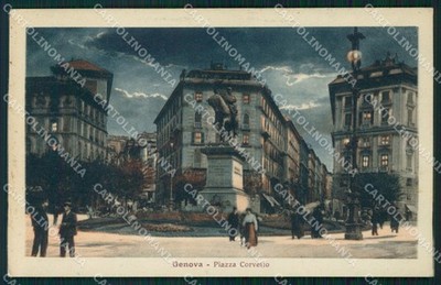 Genoa City Piazza Corvetto Moonlight postcard WX3502