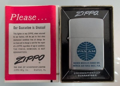 Vintage Zippo Pan Am Lighter / 1970s / VG Condition / Boxed