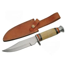 Hunting Knife | 10" Bone Handle Skinner Full Tang Stainless Steel Blade + Sheath