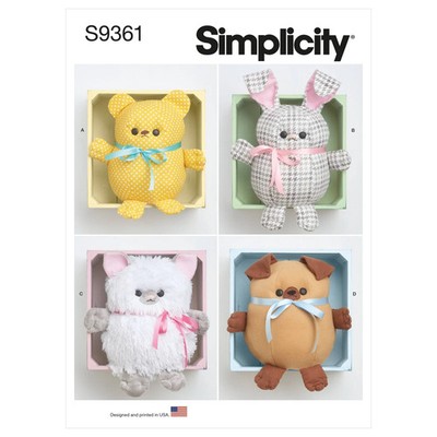 SIMPLICITY Schnittmuster 9361 Plüschtier Bären, Hase, Kätzchen