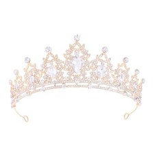 Princess Tiara and Queen Crown for Women Crystal Tiara for Birthday Wedding Gold