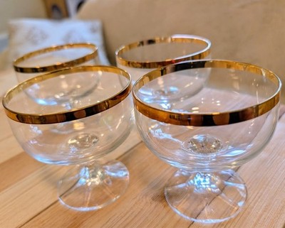 Set of 4 Bohemia Crystal Gold-Rimmed Short Champagne Coupes Geneve Collection