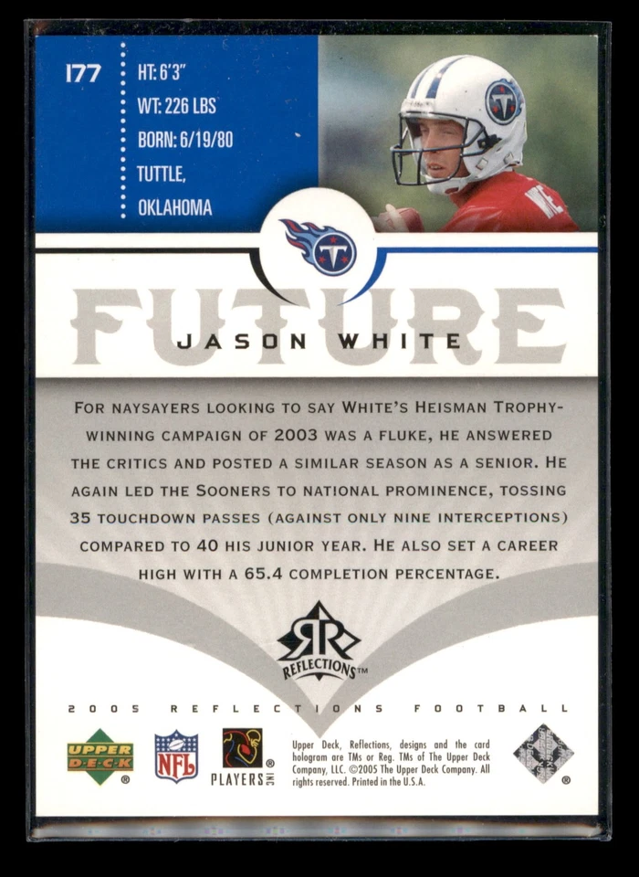 2005 Upper Deck Reflections #177 Jason White Blue 40/99 - Image 2 of 2