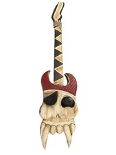 39” TIKI PIRATE FACED GUITAR TROPICAL SIGN WALL HANGING ART ISLAND HOME DECOR